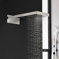 Milan Square Triple Valve With Diverter, Fixed Water Blade Shower Head + 6 Body Jets -Home Bathroom head48 d1