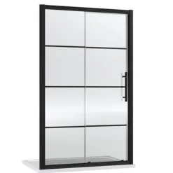 Hudson Reed Matt Black 1400 X 900mm Sliding Door Shower Enclosure + Black Tray -Home Bathroom hrblksgeaaa