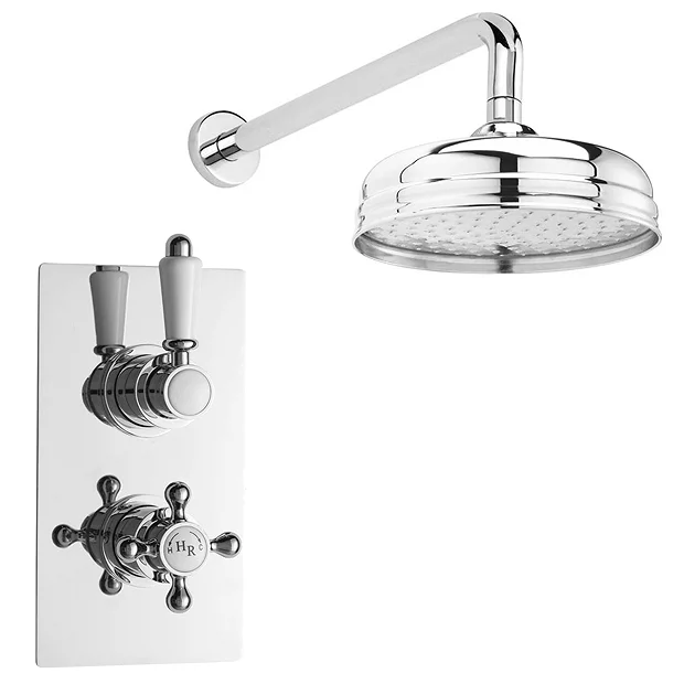 Hudson Reed Traditional Twin Concealed Thermostatic Shower Valve + 8" Fixed Head 4 Hudson Reed Traditional Twin Concealed Thermostatic Shower Valve + 8" Fixed Head - Image 2
