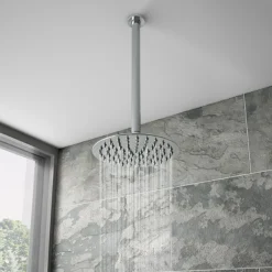 Arezzo Chrome Industrial Style Shower System With Concealed Valve, Handset + Ceiling Mounted Head -Home Bathroom is5chpkd4