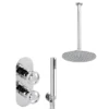 Arezzo Chrome Industrial Style Shower System With Concealed Valve, Handset + Ceiling Mounted Head -Home Bathroom is5chpkd6