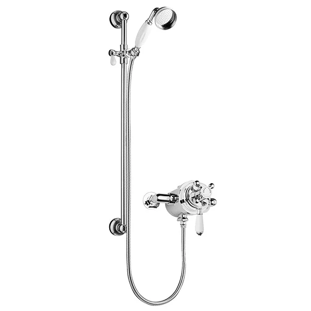 Nuie Traditional Dual Exposed Thermostatic Shower Valve + Slider Rail Kit 4 Nuie Traditional Dual Exposed Thermostatic Shower Valve + Slider Rail Kit - Image 2