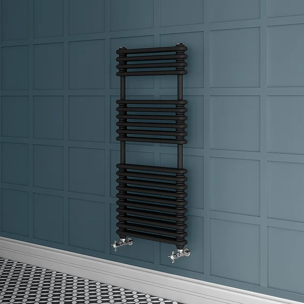 Keswick 500 X 1140 Cast Iron Style Traditional 2 Column Anthracite Towel Rail 4 Keswick 500 X 1140 Cast Iron Style Traditional 2 Column Anthracite Towel Rail - Image 2