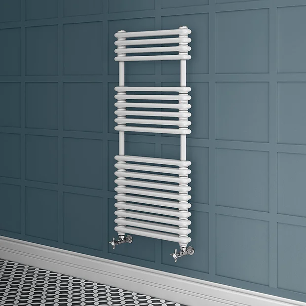 Keswick 500 X 1140 Cast Iron Style Traditional White Towel Rail 4 Keswick 500 X 1140 Cast Iron Style Traditional White Towel Rail - Image 2