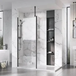 Roman Liberty Black Clear Glass Wetroom Screen + Ceiling Arm Support - Various Sizes (2000mm High) 8 Roman Liberty Black Clear Glass Wetroom Screen + Ceiling Arm Support - Various Sizes (2000mm High) -Home Bathroom lcp757c d1