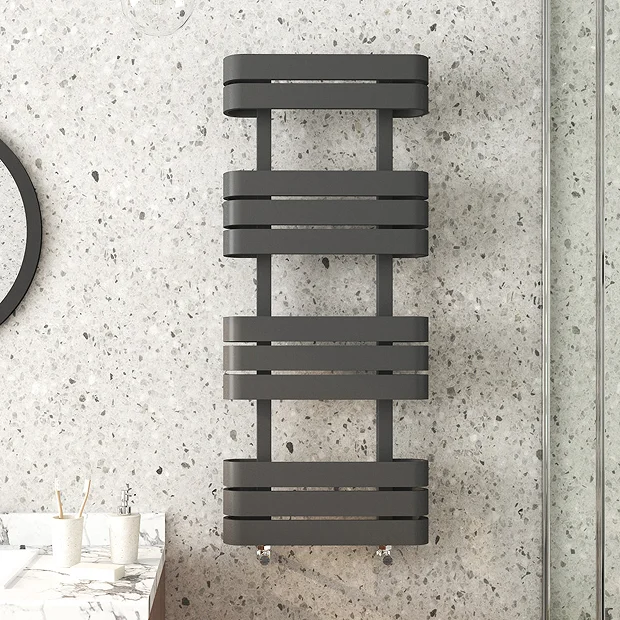 Milan Curved Anthracite 1200 X 500 Designer Flat Panel Heated Towel Rail - 11 Sections 4 Milan Curved Anthracite 1200 X 500 Designer Flat Panel Heated Towel Rail - 11 Sections - Image 2