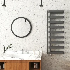 Milan Curved Anthracite 1300 X 500 Designer Flat Panel Heated Towel Rail - 9 Sections 10 Milan Curved Anthracite 1300 X 500 Designer Flat Panel Heated Towel Rail - 9 Sections -Home Bathroom mctr135a1 d2