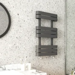 Milan Curved Anthracite 850 X 500 Designer Flat Panel Heated Towel Rail -Home Bathroom mctr855a2d1