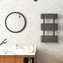 Milan Curved Anthracite 850 X 500 Designer Flat Panel Heated Towel Rail -Home Bathroom mctr855a2d2