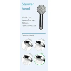 Aqualisa Midas 110 Bath Shower Mixer With Adjustable Head