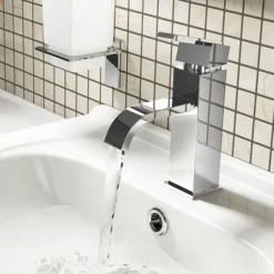 Milan Modern Mono Basin Mixer And Bath Filler - Chrome -Home Bathroom mil001mil008 detail2