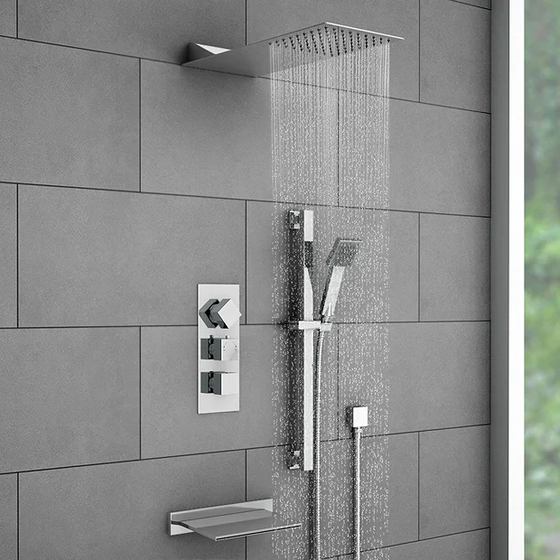 Milan Modern Shower Package (Fixed Head, Riser Rail Kit + Bath Spout) 4 Milan Modern Shower Package (Fixed Head, Riser Rail Kit + Bath Spout) - Image 2