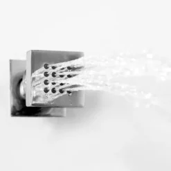 Modern Square Triple Valve With Diverter, Thin Fixed Shower Head, 4 Body Jets + Handset -Home Bathroom modernsquaretriplevalveshowerpackaged2