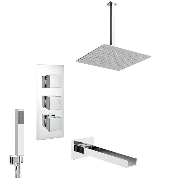 Milan Shower Package (Rainfall Ceiling Mounted Head, Handset + Waterfall Bath Spout) 4 Milan Shower Package (Rainfall Ceiling Mounted Head, Handset + Waterfall Bath Spout) - Image 2
