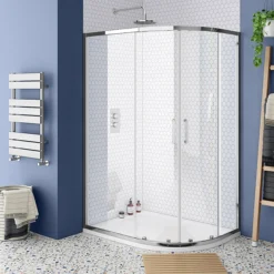 Monza RH Offset Quadrant Shower Enclosure + Pearlstone Tray (Various Sizes) -Home Bathroom mzoqrh l