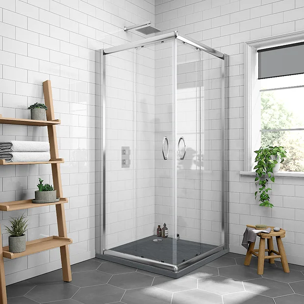 Newark 800 X 800mm Corner Entry Shower Enclosure + Slate Effect Tray 4 Newark 800 X 800mm Corner Entry Shower Enclosure + Slate Effect Tray - Image 2