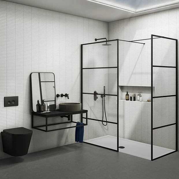 Osaka Matt Black 1400 X 900mm Wet Room (inc. Screen, Side Panel + Tray) 4 Osaka Matt Black 1400 X 900mm Wet Room (inc. Screen, Side Panel + Tray) - Image 2