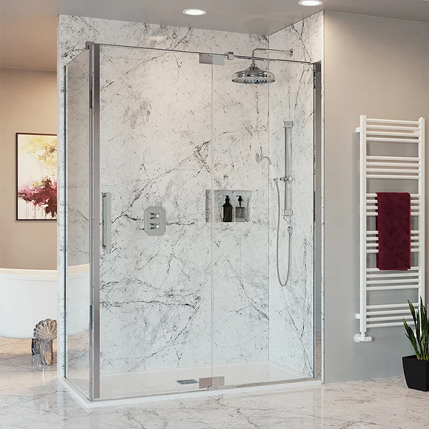 Crosswater Optix 10 Polished Stainless Steel Side Panel For Pivot Door With Inline 5 Crosswater Optix 10 Polished Stainless Steel Side Panel For Pivot Door With Inline - Image 3