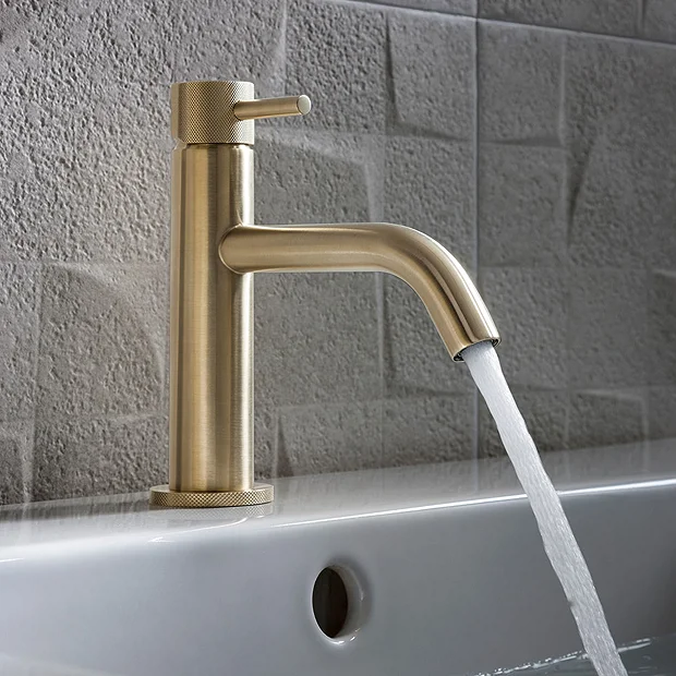 Crosswater MPRO Monobloc Basin Mixer With Knurled Detailing - Brushed Brass 3 Crosswater MPRO Monobloc Basin Mixer With Knurled Detailing - Brushed Brass