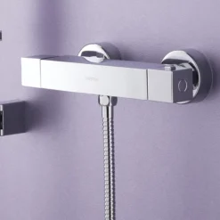 Bristan Quadrato Thermostatic Bar Shower Valve Inc. Rigid Riser + Fast Fit Kit