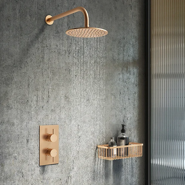Arezzo Brushed Bronze Round Shower Package With Concealed Valve + Head 4 Arezzo Brushed Bronze Round Shower Package With Concealed Valve + Head - Image 2