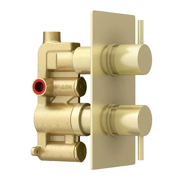 Arezzo Brushed Brass Twin Concealed Shower Valve Inc. 300mm Head + Ceiling Mounted Arm 8 Arezzo Brushed Brass Twin Concealed Shower Valve Inc. 300mm Head + Ceiling Mounted Arm - Image 6