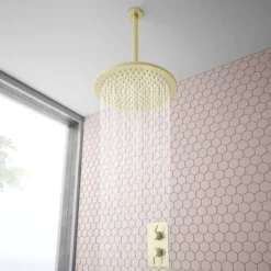 Arezzo Brushed Brass Twin Concealed Shower Valve Inc. 300mm Head + Ceiling Mounted Arm 9 Arezzo Brushed Brass Twin Concealed Shower Valve Inc. 300mm Head + Ceiling Mounted Arm -Home Bathroom rd3bbpkcm l