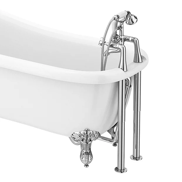 Regent Traditional Bath Shower Mixer Tap With Adjustable Shrouds For Roll Top Baths 4 Regent Traditional Bath Shower Mixer Tap With Adjustable Shrouds For Roll Top Baths - Image 2
