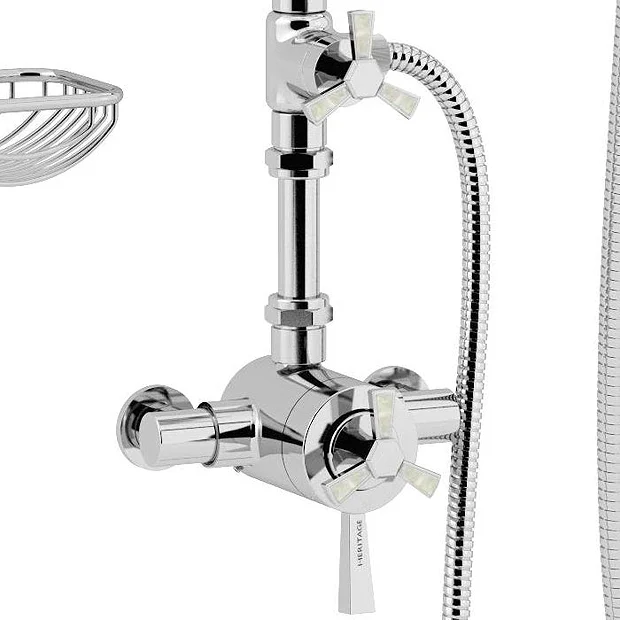 Heritage Gracechurch Mother Of Pearl Exposed Shower With Deluxe Fixed Riser Kit & Diverter To Handset 8 Heritage Gracechurch Mother Of Pearl Exposed Shower With Deluxe Fixed Riser Kit & Diverter To Handset - Image 6