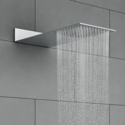 Modern Square Triple Valve With Diverter, Thin Fixed Shower Head, 4 Body Jets + Handset -Home Bathroom sqsp1 d2