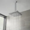 Modern Square Triple Valve With Diverter, Ceiling Mounted Square Shower Head, 4 Body Jets + Slider -Home Bathroom sqsp3nd5