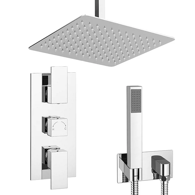 Summit Square Ceiling Mounted Shower Pack (with Handset + Rainfall Shower Head) 4 Summit Square Ceiling Mounted Shower Pack (with Handset + Rainfall Shower Head) - Image 2