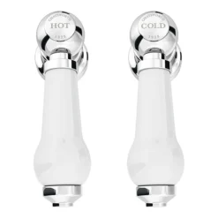 Chatsworth 1928 Traditional White Lever Pillar Basin Taps -Home Bathroom trad015d d1