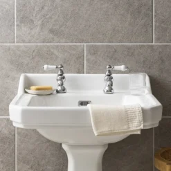 Chatsworth 1928 Traditional White Lever Pillar Basin Taps -Home Bathroom trad015d d4