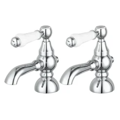 Chatsworth 1928 Traditional White Lever Pillar Basin Taps -Home Bathroom trad015d d5
