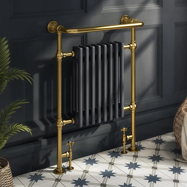 Chatsworth Savoy Traditional Heated Towel Rail Radiator (Brushed Gold & Anthracite Grey) 4 Chatsworth Savoy Traditional Heated Towel Rail Radiator (Brushed Gold & Anthracite Grey) - Image 2
