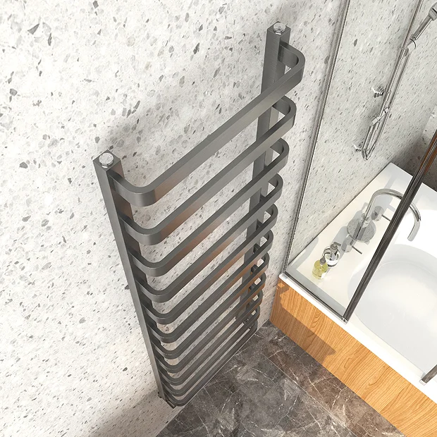 Venice Brushed Black Nickel Designer Heated Towel Rail (500 X 1500mm) 3 Venice Brushed Black Nickel Designer Heated Towel Rail (500 X 1500mm)