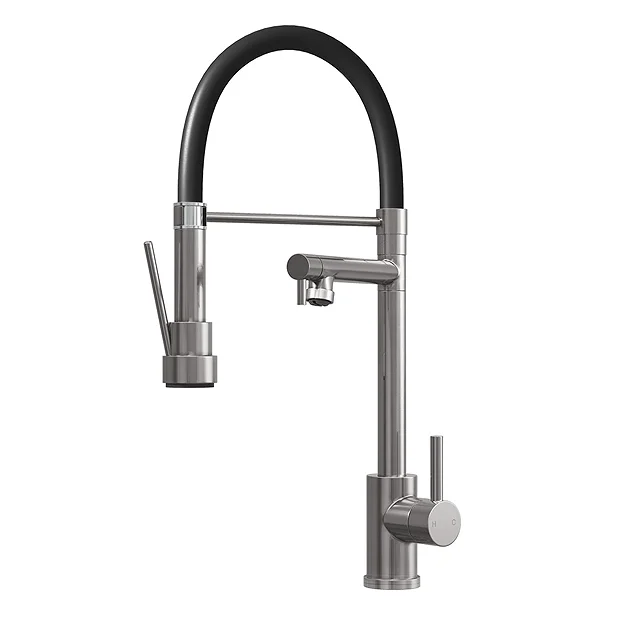 Venice Brushed Steel Kitchen Sink Mixer With Smooth Rubber Hose And Flexi Spray 3 Venice Brushed Steel Kitchen Sink Mixer With Smooth Rubber Hose And Flexi Spray