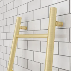 Venice Brushed Brass Leaning Ladder 1800 X 500mm Heated Towel Rail -Home Bathroom vnr1bb d2