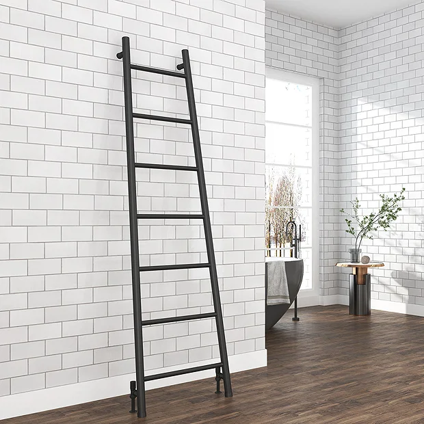 Venice Matt Black Leaning Ladder 1800 X 500mm Heated Towel Rail 4 Venice Matt Black Leaning Ladder 1800 X 500mm Heated Towel Rail - Image 2