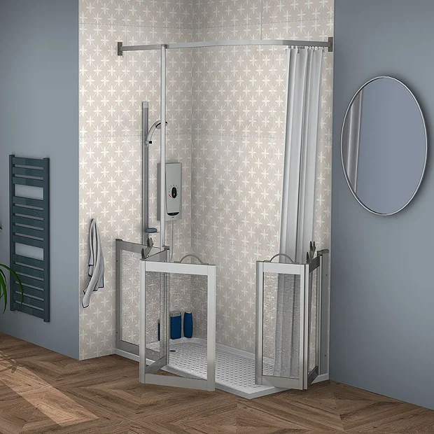 Milton Silver LH Corner Access Half Height Twin Bi-Fold Shower Doors With Fixed Panel 4 Milton Silver LH Corner Access Half Height Twin Bi-Fold Shower Doors With Fixed Panel - Image 2