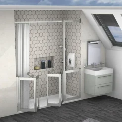 Milton Silver Front Access Half Height Twin Bi-Fold Inline Shower Doors - Right Hand -Home Bathroom vp35rhsil1000 l