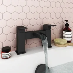 Monza Matt Black Waterfall Modern Bath Taps