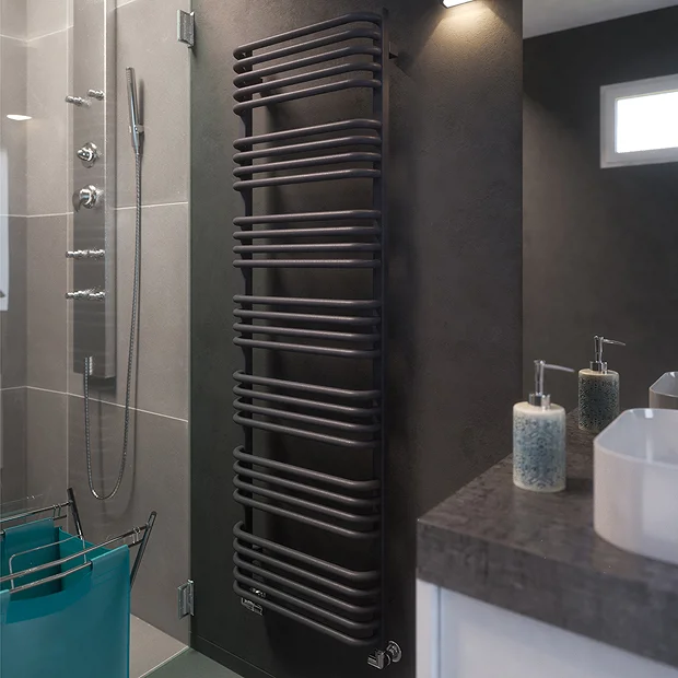 Terma Alex H1580 X W500mm Modern Grey Heated Towel Rail 4 Terma Alex H1580 X W500mm Modern Grey Heated Towel Rail - Image 2