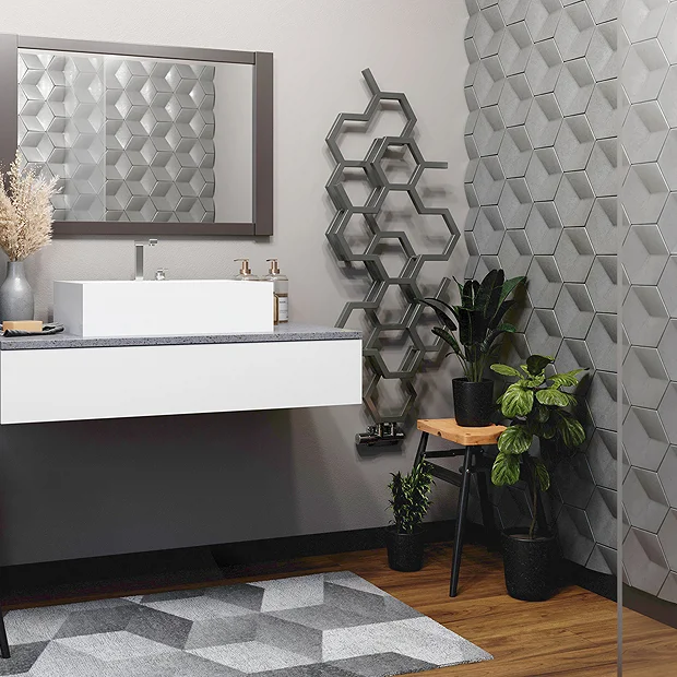 Terma Hex H1220 X W486mm Sparkling Grey Designer Radiator 2 Terma Hex H1220 X W486mm Sparkling Grey Designer Radiator