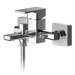 Nuie Windon Chrome Wall Mounted Bath Shower Mixer + Shower Kit